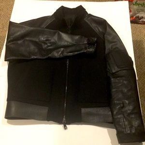 Junn. J Wool & Leather Black Jacket Size 50